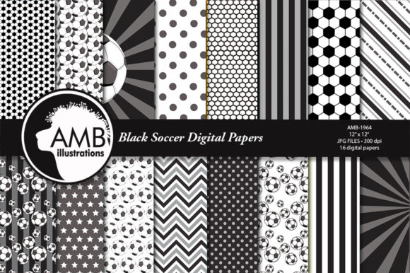 Black Soccer Digital Papers