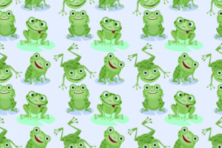 Cute Green Frogs Seamless Pattern