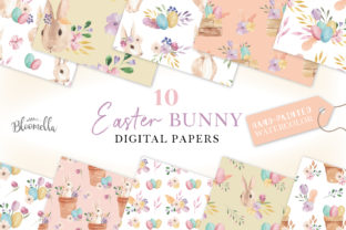 Easter Bunny Egg Floral Digital Papers Watercolor Flower