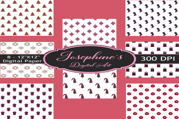 Maroon Red Christmas Design Set of 8: A Versatile Resource for Creative Projects